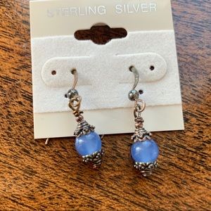 NWT Silver Earrings with Periwinkle Glass